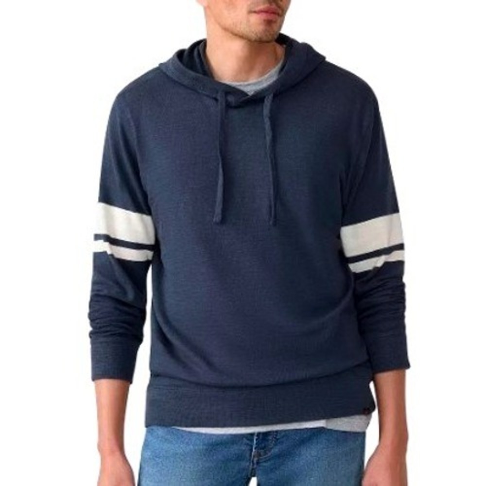 Faherty Mens XXL Navy Blue Stripe‎ Sunwashed Slub Hoodie NWT